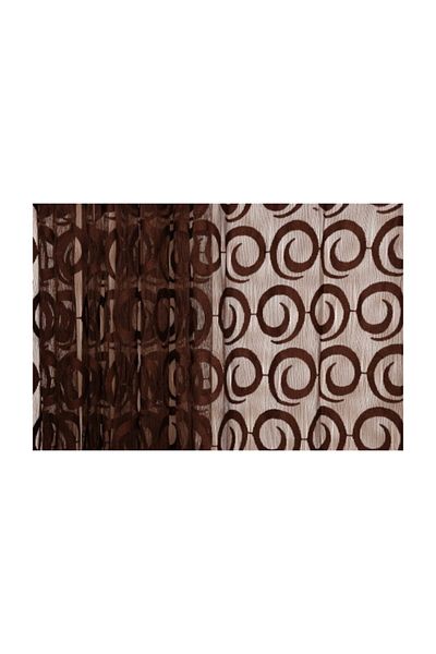 AKÇA TEKSTİL Vakko Model Bitter Brown Color Rope Curtain Ready-made Buttons Sewn Rope Curtain 300*270 cm