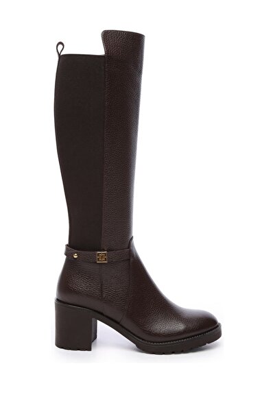 Tamer Tanca Hakiki Deri Kahverengi Kadın Çizme Çizme 94 710C BN CZM SK19/20