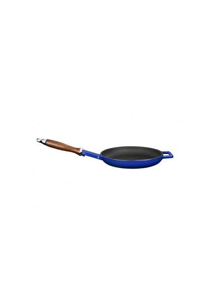 Lava Cast Iron Frying Pan with Wooden Handle. Diameter(ø)24cm. - Blue