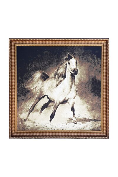 Niva Tekstil Goblen Dokuma Tablo Kumaşı - Hayvanlar,modern,kahve,at