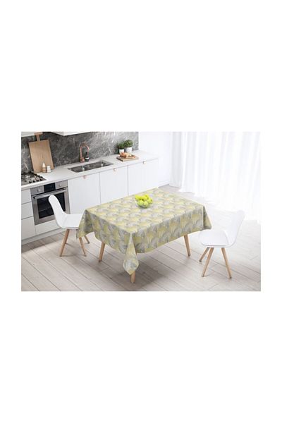 desen izmir Față de masă cu cusătură personalizată imprimată digitală-galben coral bej 130x170 cm 4-6 persoane