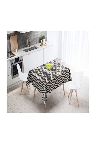 desen izmir Față de masă cu cusut personalizat imprimat digital-diamond negru 130x170 cm 4-6 persoane