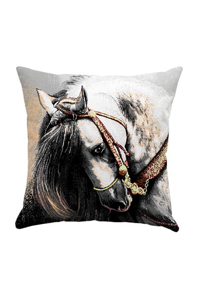 Niva Textile Tapestry Woven Throw Pillow Cover - Animal Horse Halter