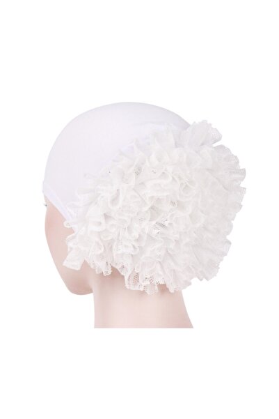 Zamir Lüx Fırfırlı Bone Beyaz