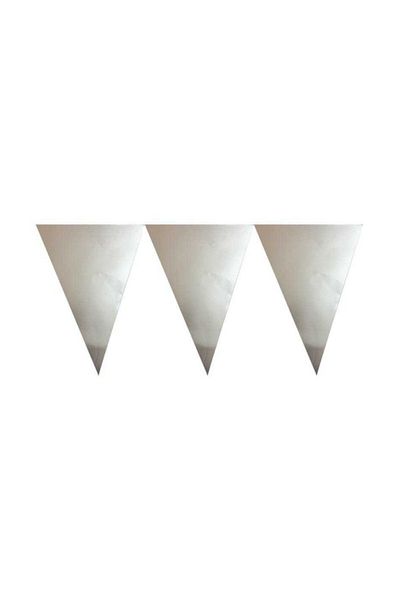 Deniz Party Store Pennant Plain Unprinted Silver Color Offset Printing 2 Meters 10 Flags