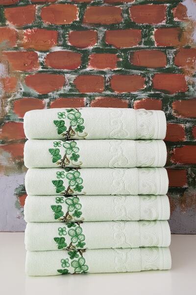 Özdilek Πετσέτα με κέντημα Dila V2 6 τεμαχίων Πράσινη