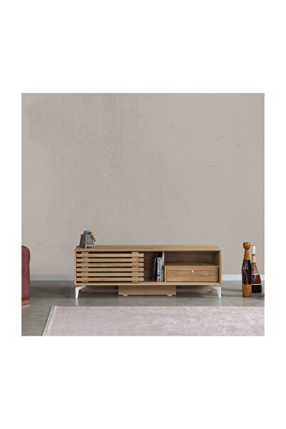PASİFİC HOME Lulu Metal Ayaklı Sürgülü Tv Ünitesi, 150 Cm, Meşe