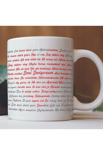 E-Hediyeci I Love You in 100 Languages Designed Mug Cup Ehht00278