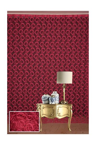 AKÇA TEKSTİL Vakko Model Fuchsia Color Rope Curtain Ready Made Buttons Sewn Rope Curtain 300*270 Cm