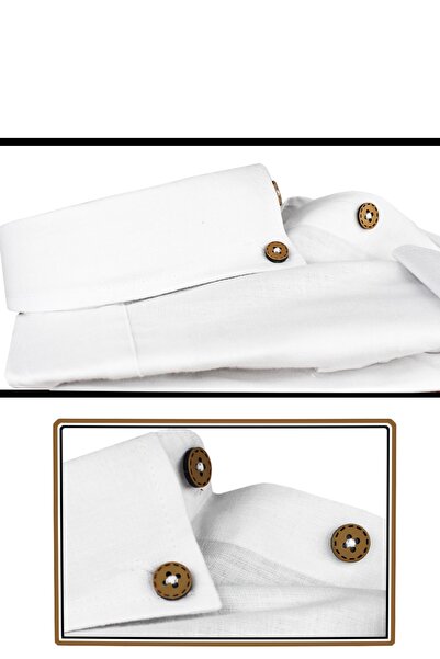 Varetta Сlim Fit біла чоловіча сорочка з льону