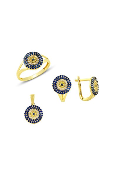 BİLEZİKHANE Sosyete Gözlü Üçlü Set 5.75 Gram 14 Ayar Altın 14SET0028