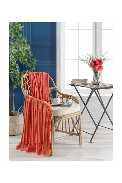 Betires Home Knitted Sofa Shawl 130 *170 Cm Orange Tz14017