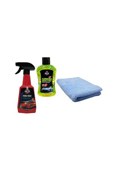 GD 24 Gd24 Hızlı Cila (500 Ml) + Kurulama Havlusu + Cilalı Şampuan (1 Lt)