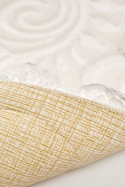Alanur Home Hanımeli Seersucker Lace 2-Piece Toalet Cream
