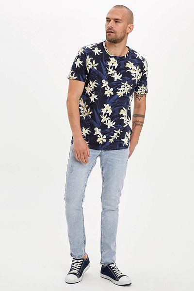 DeFacto Tricou din bumbac cu modele florale