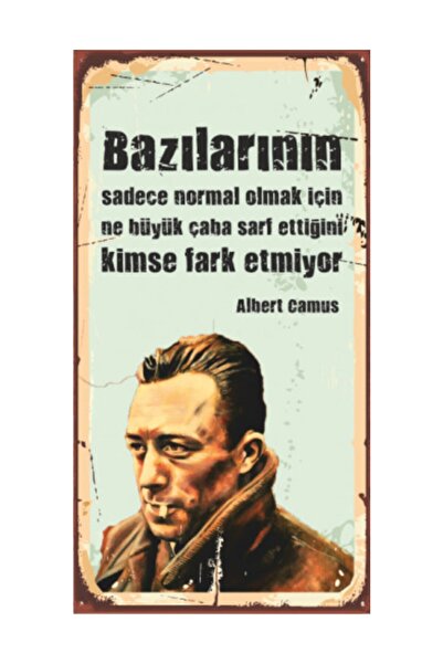 Hayat Poster Albert Camus Ahşap Edebiyat Poster