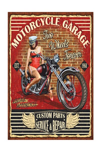 Vintage Motor Garage Retro Vintage Wood Poster