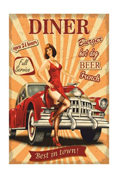 Hayat Poster Κόρη Pin Up - Κλασική Αυτοκίνητο Vintage Ξύλινη Αφίσα