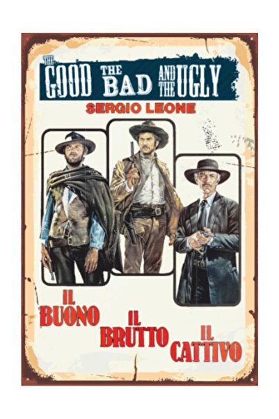 Hayat Poster Iyi Kötü Çirkin Sinema (10 Cm X 20 Cm) Mini Retro Ahşap Poster