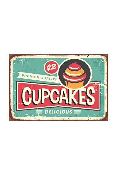 Hayat Poster Ρετρό Vintage Cupcakes Ξύλινη αφίσα