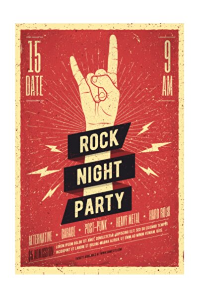 Hayat Poster Rock Night Vintage Ξύλινη Αφίσα - Ρετρό Σχέδιο