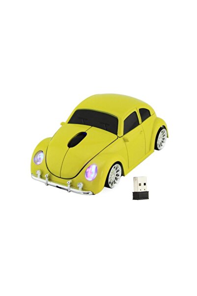 Genel Markalar Optik Mouse 2.4ghz Ergonomik Kablosuz Vosvos Araba Şeklinde Sarı