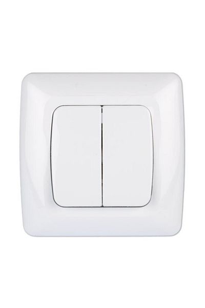 Aycan Elektrik مفتاح مزدوج مزخرف باللون الأبيض من Özgünsan، عاكس (يتضمن إطارًا واحدًا)