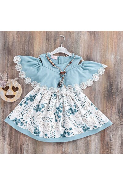 Misse Moda Сукня з квітковим принтом і намистом Minora, бірюзовий колір