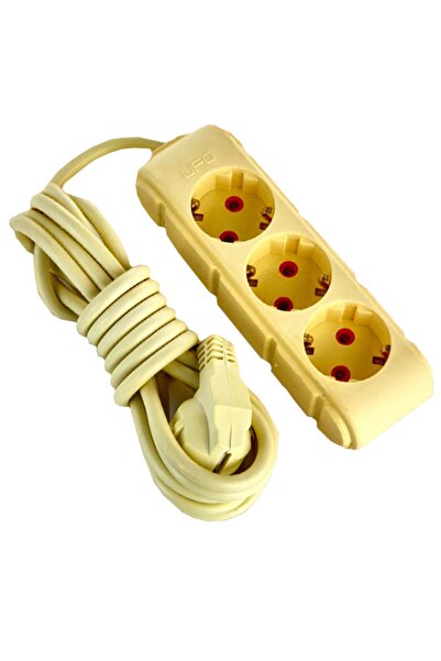 UFO 3lü Grup Priz Topraklı Sarı Renkli 3 Metre