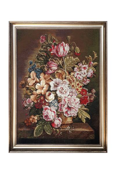 Niva Dokuma Goblen Kumaş Vazoda Çiçekler