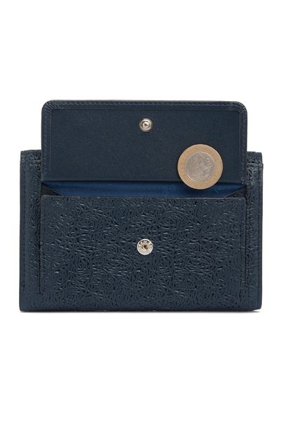 Tergan Navy Blue Leather Women's Wallet 05788m80