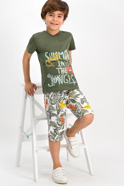 ROLY POLY Boy's Khaki Capri Set Summer Jungle