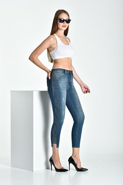 diaves Kenarı Çizgi Detaylı Skinny Jean