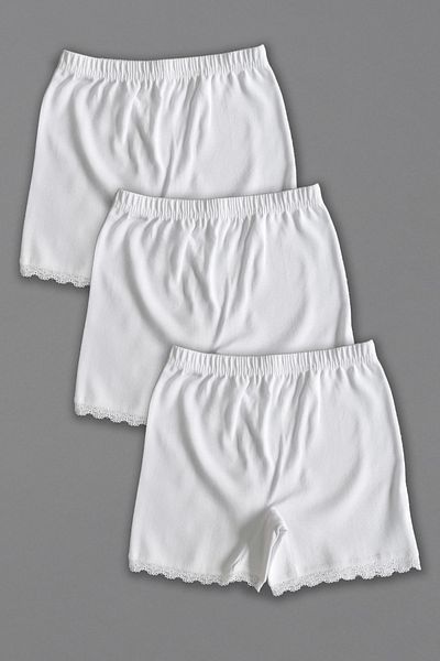 Altun Girl's White Cotton Boxers - 3 Pieces