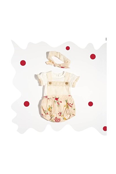 Şirin Şeyler Butiği Sandy 3'lü Takım Romper Salopet Tulum Vintage Romper Çiçe...