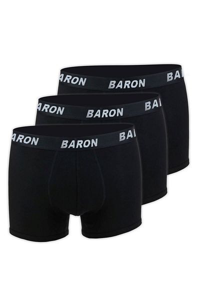 BARON Ανδρικό χτενισμένο βαμβακερό μπόξερ 6 τεμαχίων Lycra - Μαύρο -SR001
