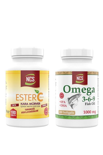 NCS Ester Vitamin C and Omega 3 6 9 1000 Mg - 180 Tablets and 200 Capsules