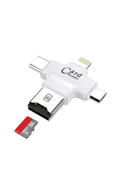 Hc05 4in1 Type-c Lightning Usb-a Microsd Card Reader Adapter - White