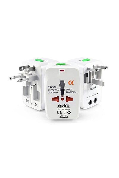 OEM S-link Slx-wta03 White Universal Travel Adapter * Powermaster Multiple Socket Converter Adapter