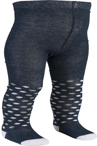 BEBEĞİME ÇORAP Baby Girl Navy Blue White Polka Dot Pantyhose