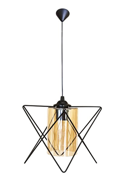 D-light Bade Plastik Camlı Avize Siyah