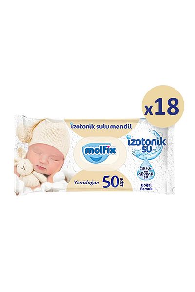 Molfix Newborn Isotonic Wet Wipes - 18 Pack x 50 Sheets = 900 Sheets