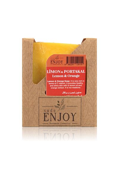 Enjoy Suds Natural Lemon & Orange Handmade Herbal Vegan Moisturizing Face, Hair and Body Soap 100 gr