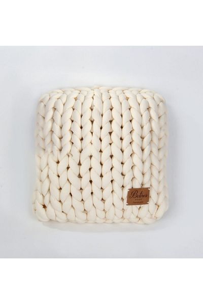 Betires Home Chunky Hand Knitted Pillow Natural