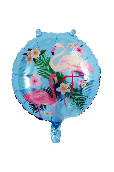 Flamingo Themed Round Foil Balloon 45 cm Blue Color 1 Piece