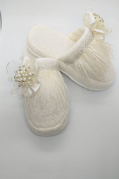 Melkady Aksesuar 018kr- 3-Piece Bridal and Maternity Set, Camel Feather, Pearl Crown and Baby Headband (with Cream Brooch)