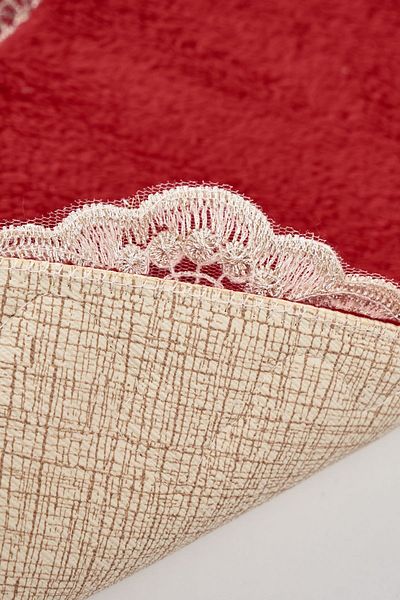Alanur Home Selonya Welsoft Oval 2-Piece Bathroom Set Red