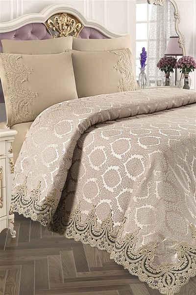Arkur Home Amara French Lace Pique Set Cappuccino - 6 Pieces