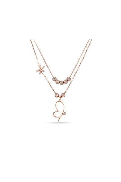 MySilvers Kaplumbağa Temalı Gümüş Asansör Kolye Kadın Rose