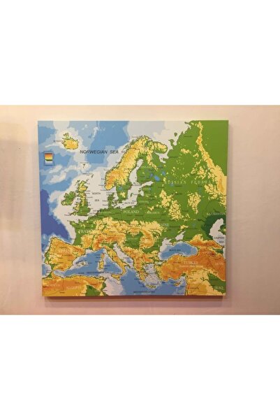 MapofX Kanvas Avrupa Haritası - Ev Ve Ofis Dekorasyonu Hediye Fikirleri 70x70cm